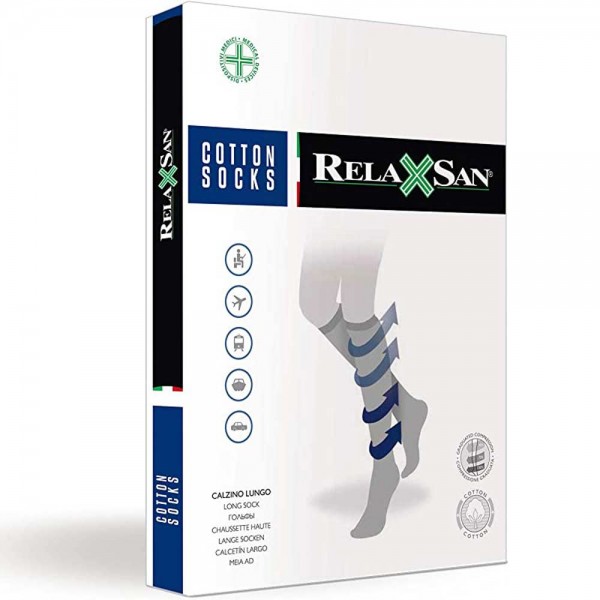 Компресивни чорапи унисекс до коляното 280 DEN (22-27 mmHg) RelaxSan® Cotton Socks 920, черен цвят