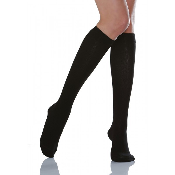 Компресивни чорапи унисекс до коляното 140 DEN (18-22 mmHg) RelaxSan® Cotton Socks 820, черен цвят